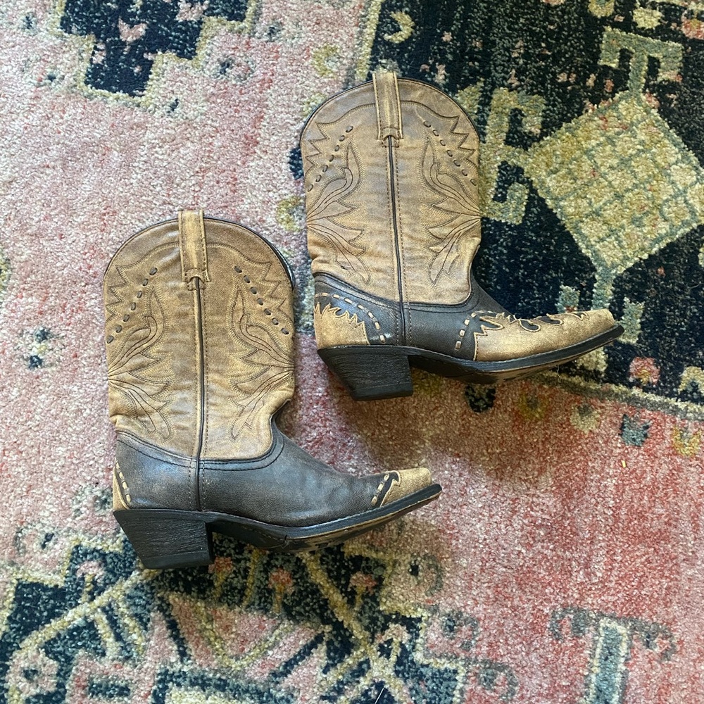 Laredo Cowboy Boots Cullison Bucklace Black Tan Crackle